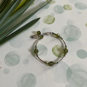Silver Bracelet with Green and Silver Beads